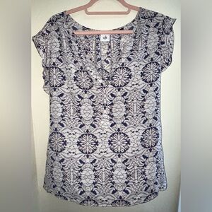 CAbi Black and White Patterned Blouse